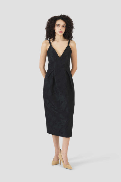 Tulip Waist Dress in Textured Jacquard