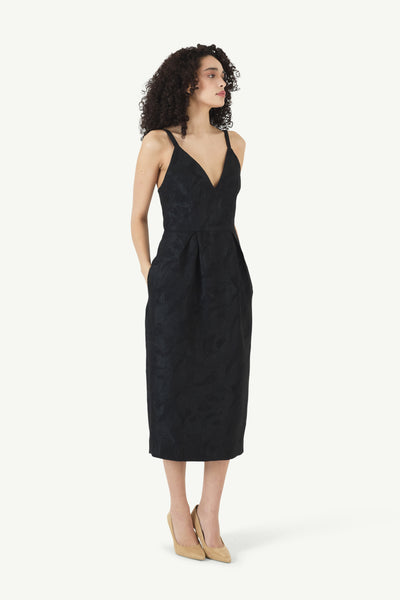 Tulip Waist Dress in Textured Jacquard