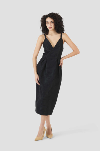 Tulip Waist Dress in Textured Jacquard