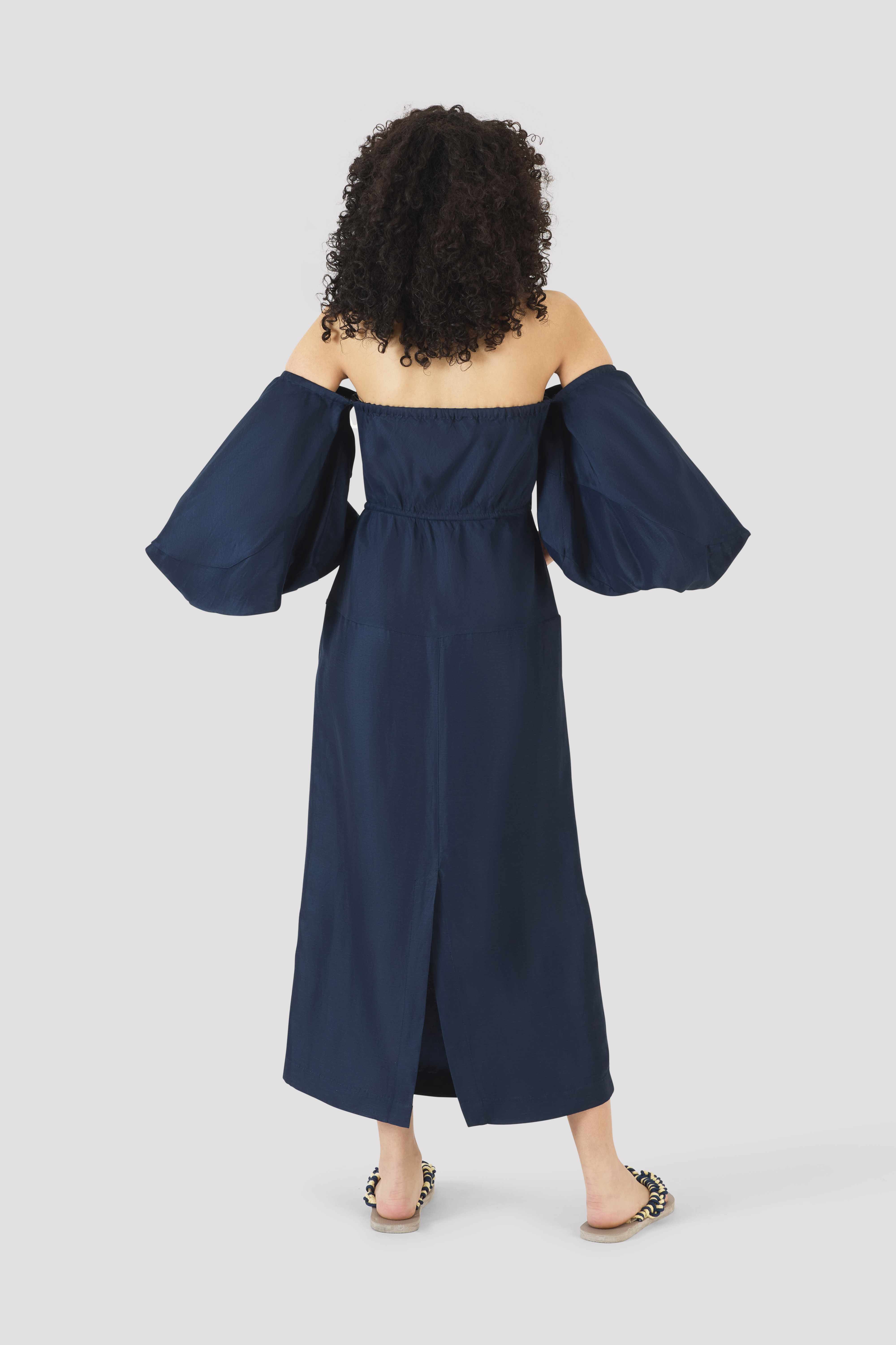 Balloon Sleeve Dress in Linen Viscose – Rosie Assoulin