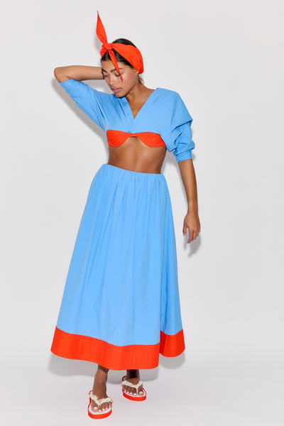 Shirred Skirt in Elegante Poplin