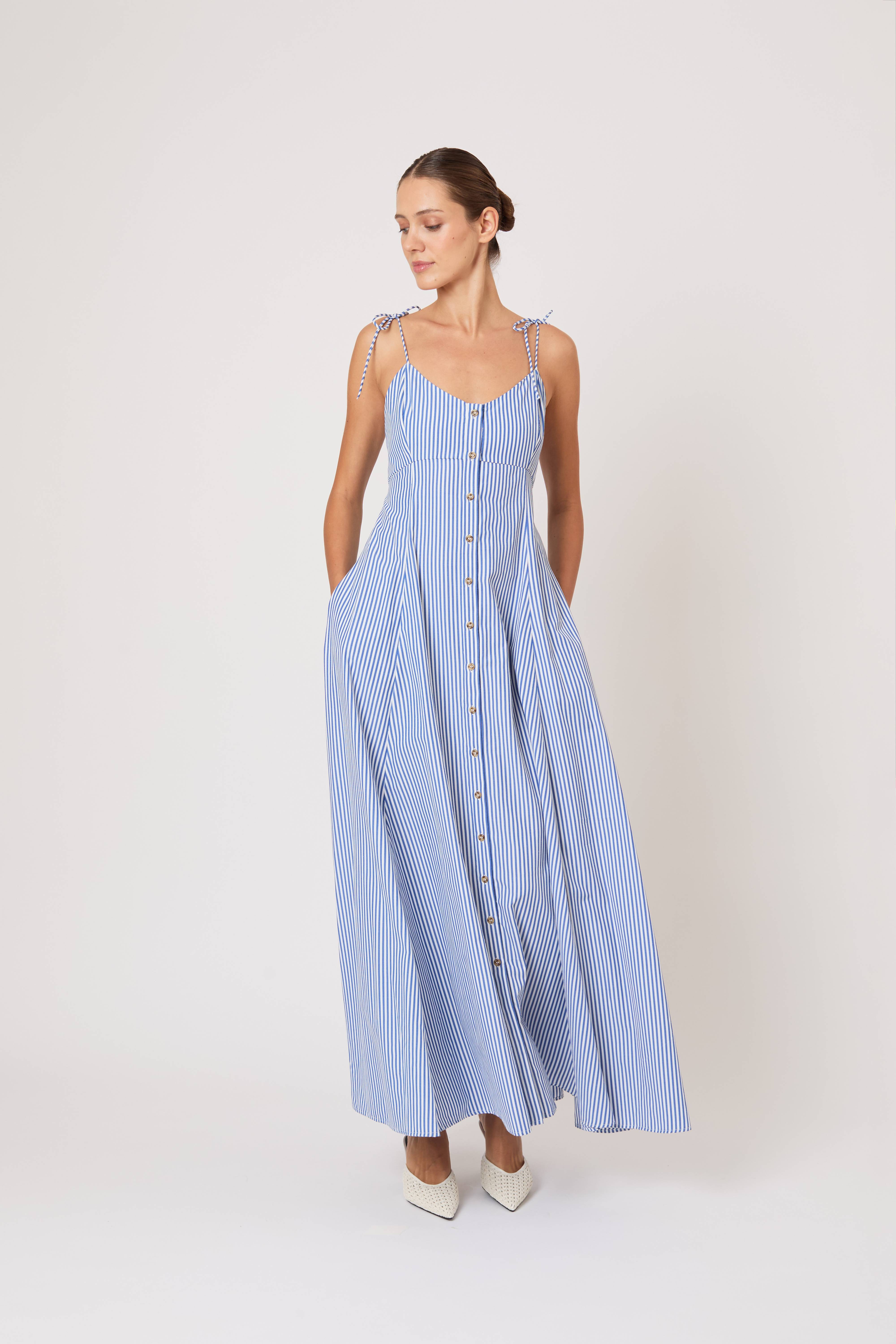 High Garden Maxi Dress in Cotton Poplin Stripe – Rosie Assoulin