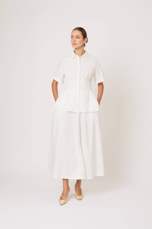 rosie assoulin shirt dress Rosie Assoulin - Rosie Assoulin Fiesta Shirt Dress in White 2