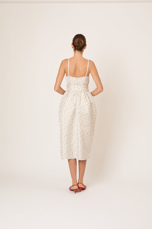 Artichoke Dress w/ Belt in Clementine Jacquard