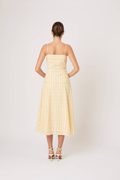 Drop Me a Note Dress in Seersucker Check