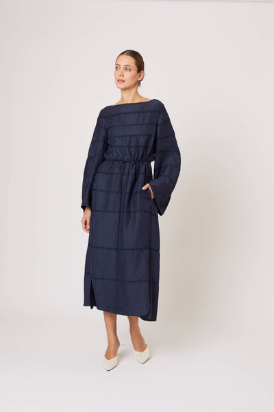Ribbon Caftan Dress in Linen Viscose