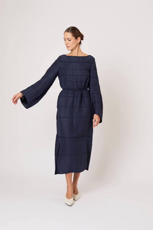 Ribbon Caftan Dress in Linen Viscose