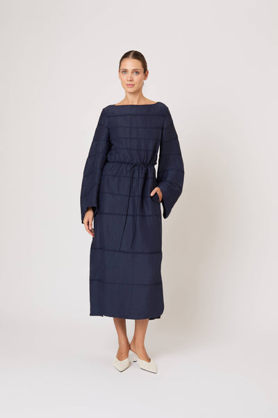 Ribbon Caftan Dress in Linen Viscose