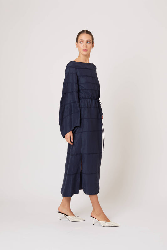 Ribbon Caftan Dress in Linen Viscose