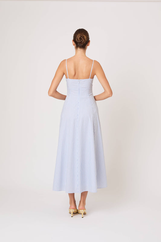 Cami Maxi Dress in Men's Shirting Blue Stripe