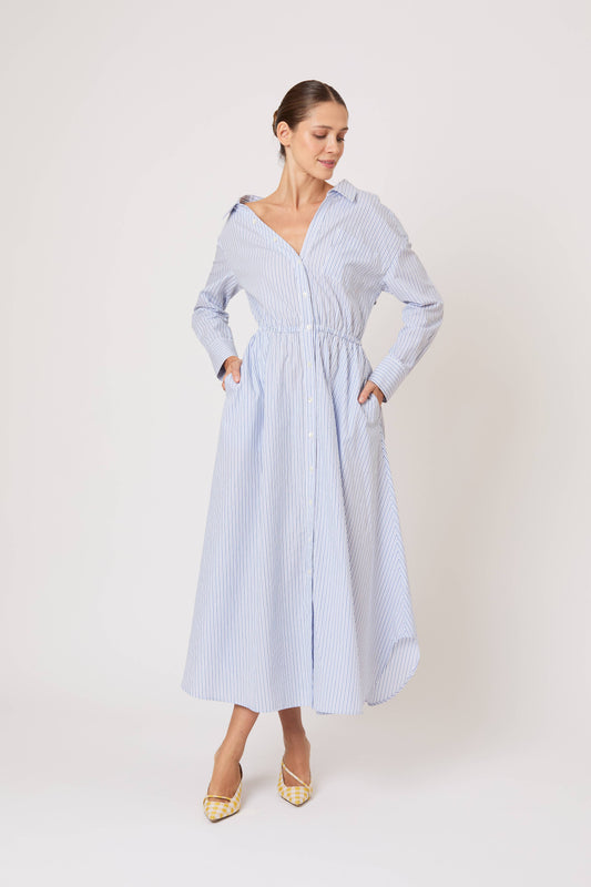 falling shoulder dress Drea Scuba Crepe Drop Shoulder Ruffle Dress