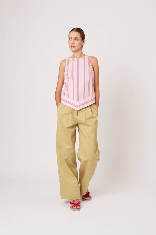 Chevron Top in Men's Shirting Red Stripe