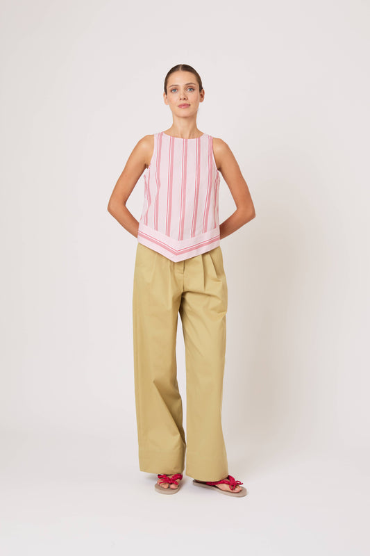 Chevron Top in Men's Shirting Red Stripe