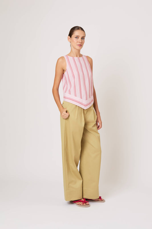 Chevron Top in Men's Shirting Red Stripe