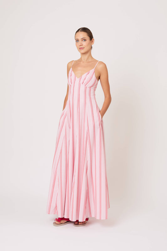 Cami Maxi Dress in Men's Shirting Red Stripe