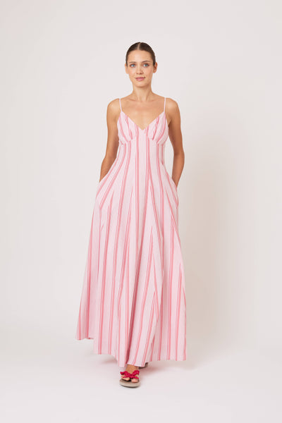 Cami Maxi Dress in Men's Shirting Red Stripe