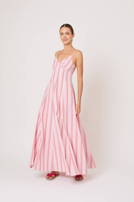 Cami Maxi Dress in Men's Shirting Red Stripe