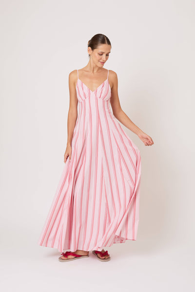 Cami Maxi Dress in Men's Shirting Red Stripe
