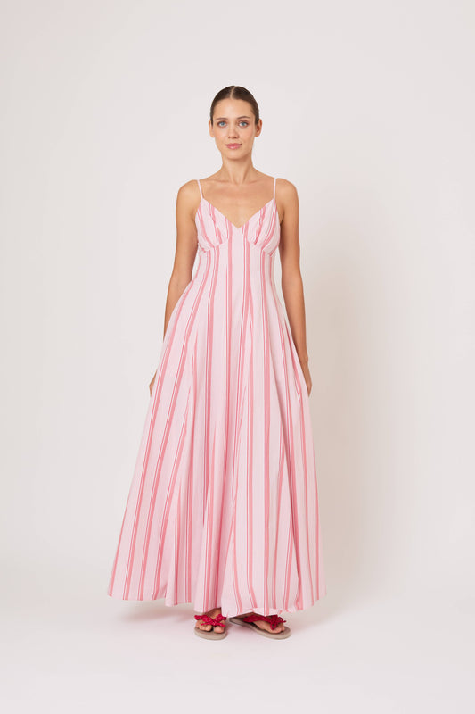 Cami Maxi Dress in Men's Shirting Red Stripe