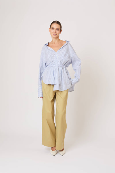 Falling Off the Shoulder Shirt in Men's Shirting Blue Stripe