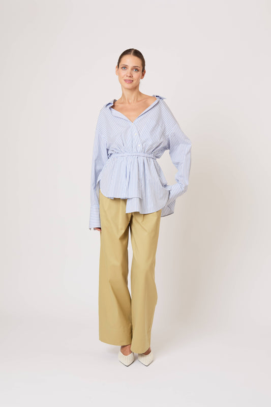 Falling Off the Shoulder Shirt in Men's Shirting Blue Stripe