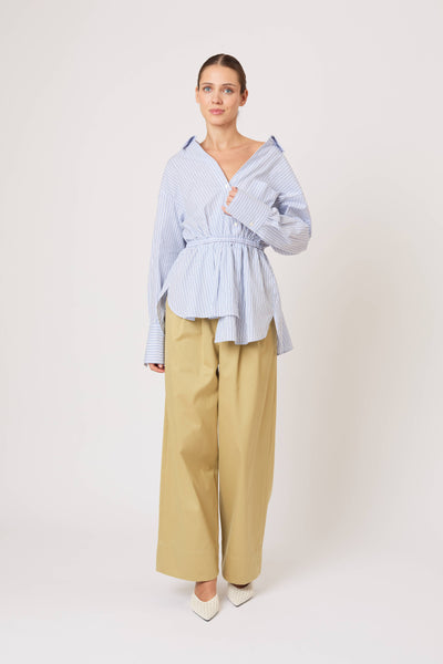Falling Off the Shoulder Shirt in Men's Shirting Blue Stripe