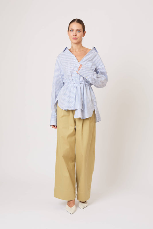 Falling Off the Shoulder Shirt in Men's Shirting Blue Stripe