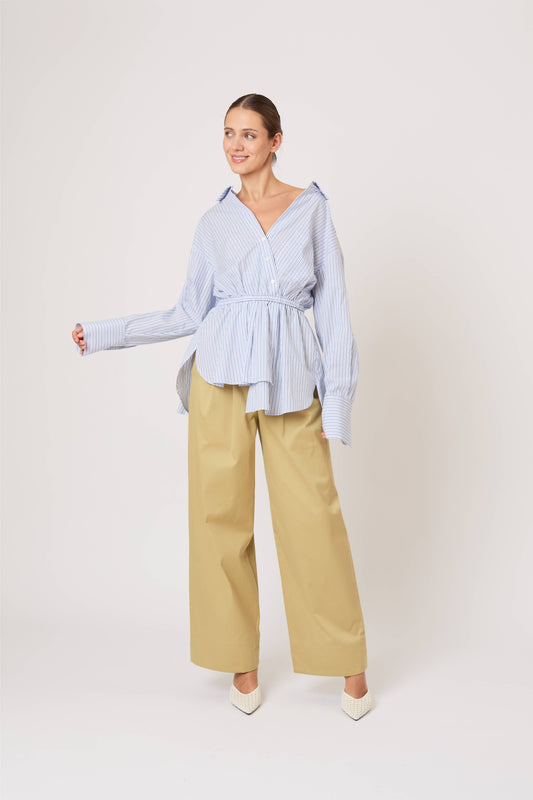 Falling Off the Shoulder Shirt in Men's Shirting Blue Stripe