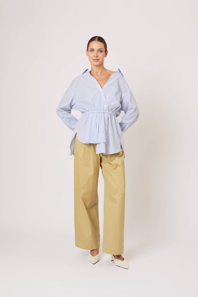 Falling Off the Shoulder Shirt in Men's Shirting Blue Stripe