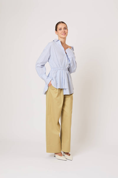 Falling Off the Shoulder Shirt in Men's Shirting Blue Stripe