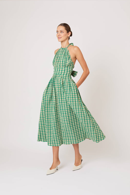 Halter in the Name of Love in Seersucker Green Check