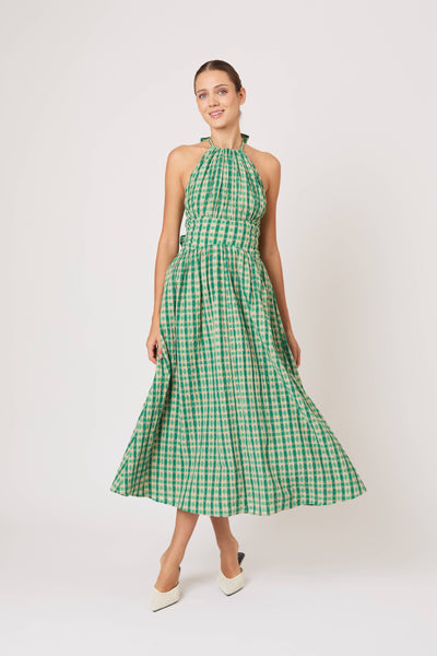 Halter in the Name of Love in Seersucker Green Check