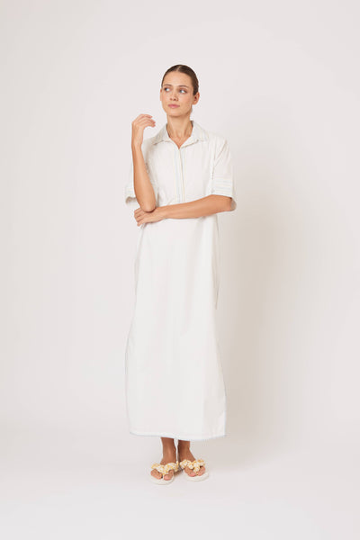 Caftan Dress in Trapunto Cotton