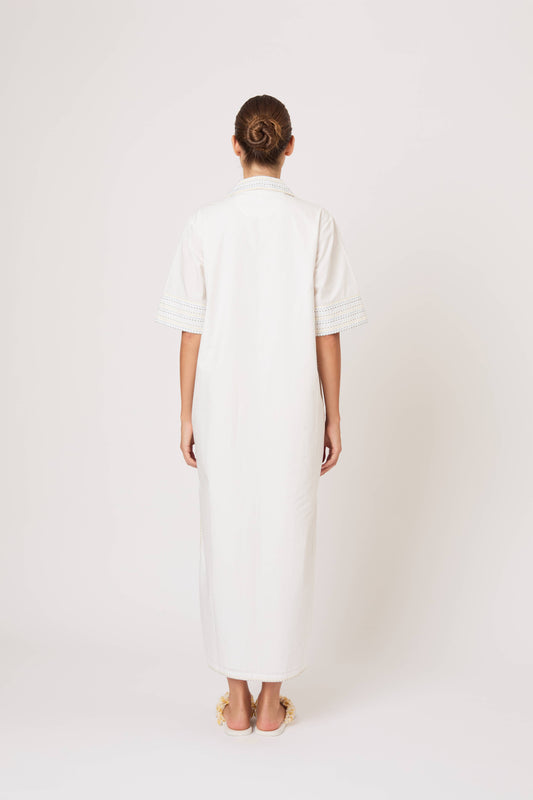 cotton caftan dress Caftan Dress in Trapunto Cotton White / S