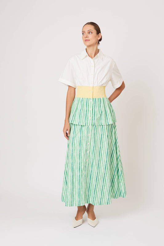 Boogie Woogie Bugle Boy Dress in Watercolor Stripe Poplin