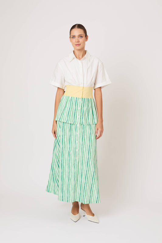 Boogie Woogie Bugle Boy Dress in Watercolor Stripe Poplin