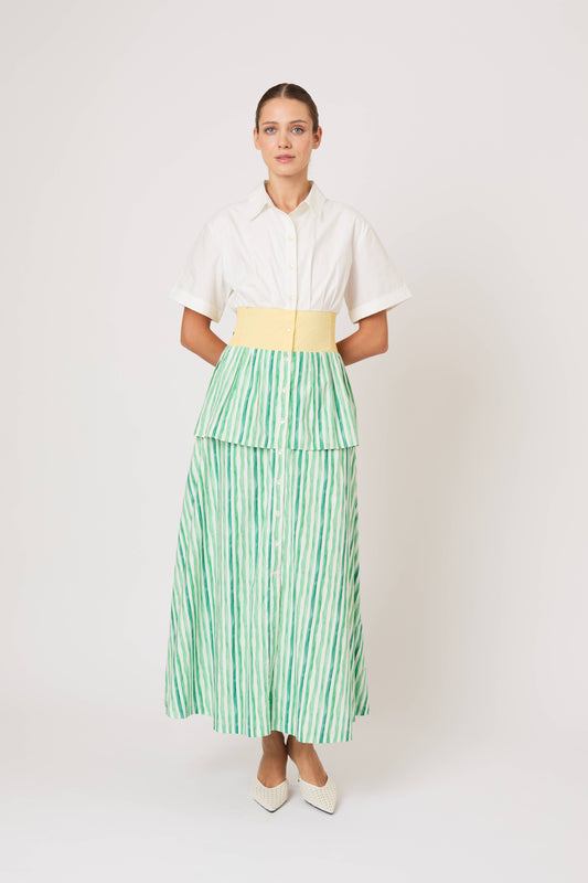 Boogie Woogie Bugle Boy Dress in Watercolor Stripe Poplin