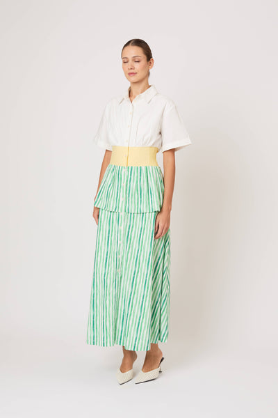 Boogie Woogie Bugle Boy Dress in Watercolor Stripe Poplin