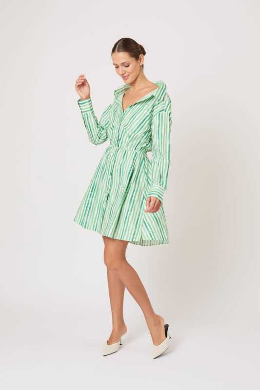 Rosie Assoulin Women's Falling Off The Shoulder Mini Dress, Green | Size: Medium | St. Bernard Rosie Assoulin Women's Falling Off The Shoulder Mini Dress, Green | Size: Medium | St. Bernard