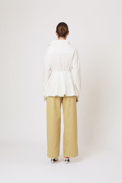 Falling off the Shoulder Top in Solid Cotton Poplin