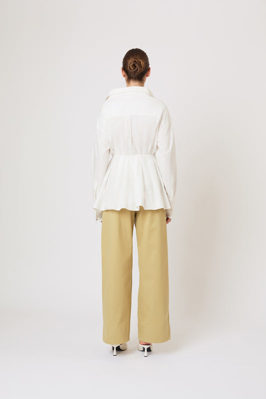 Falling off the Shoulder Top in Solid Cotton Poplin