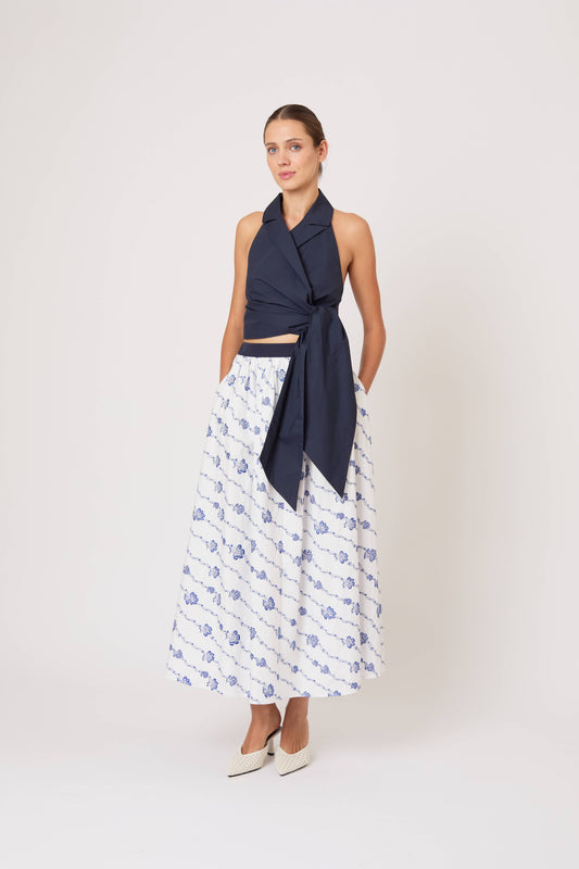 Wrapped Up Halter Top in Cotton Taffeta