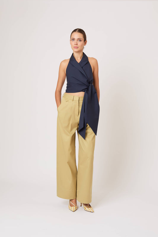 Wrapped Up Halter Top in Cotton Taffeta