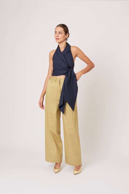 Wrapped Up Halter Top in Cotton Taffeta