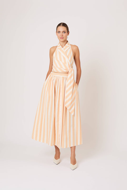 Wrapped Up Halter Top in Men's Shirting