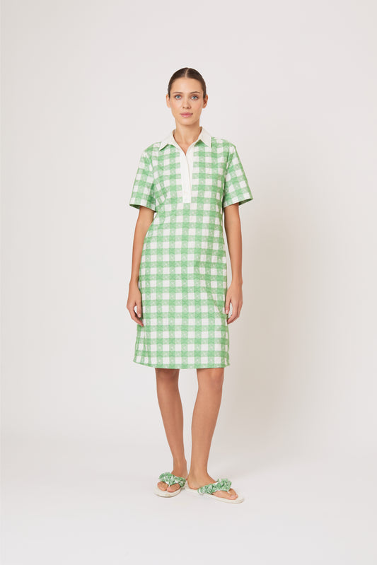 Mini Rugby Dress in Picnic Embroidered Gingham