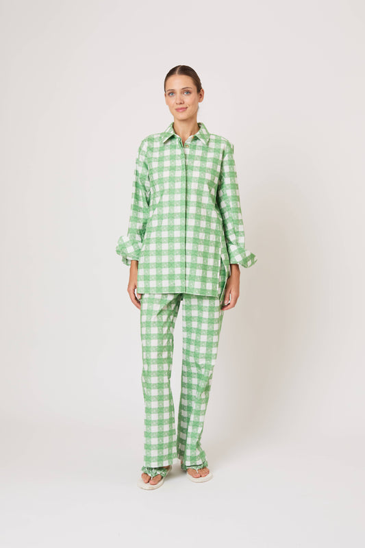 Oversized Button Down in Picnic Embroidered Gingham