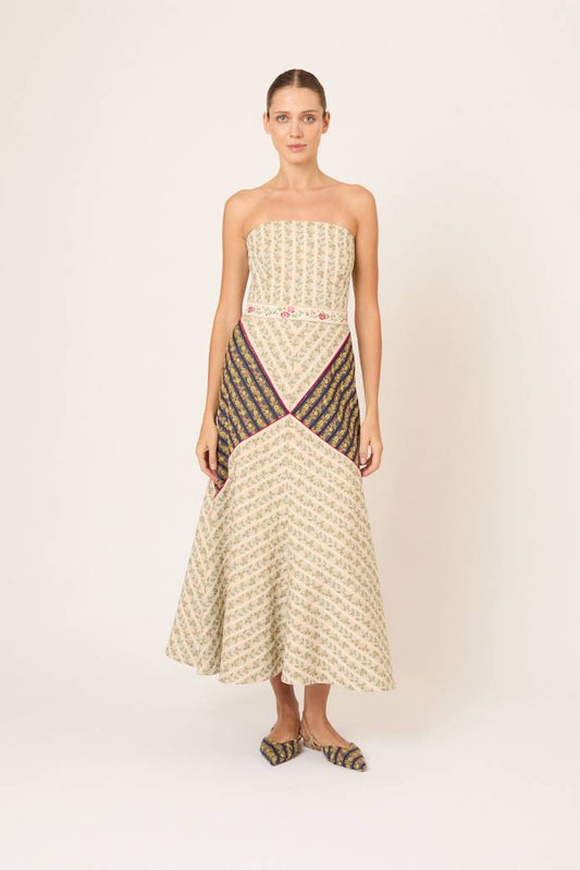 Diamond A-Line Skirt in in English Floral Jacquard