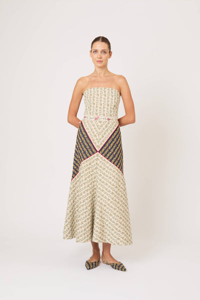 Diamond A-Line Skirt in in English Floral Jacquard