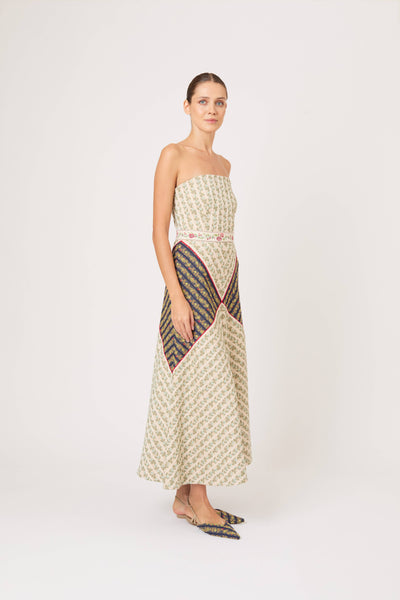 Diamond A-Line Skirt in in English Floral Jacquard